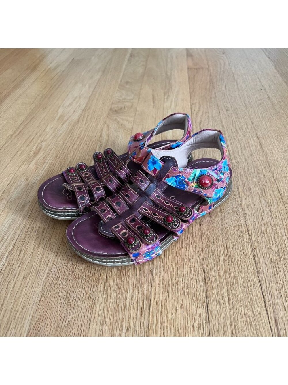 L'Artiste by Spring Step Multicolor Leather Strappy Sandals Women's Sz EU36/US6